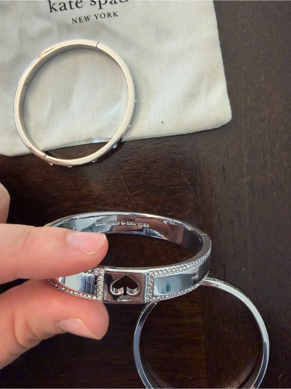 kate spade Silver Tone Crystal and Heart Accent Bracelet Set - Picture 4 of 7